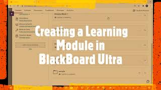 BlackBoard Ultra Create Learning Module