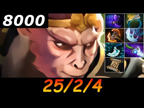 Dota 2 Monkey King 8000 MMR 25/2/4 (Kills/Deaths/Assists) Ranked Full Gameplay