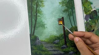 Download lagu Painting a Peaceful misty Forest Pathway | Acrylic Painting tutorial for beginners mp3
