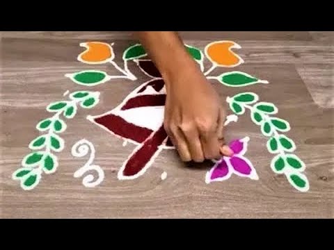 7 x 7 dot kolam l rangoli by Gauri || gudipadawa || simple ugadi special special rangoli design | Video