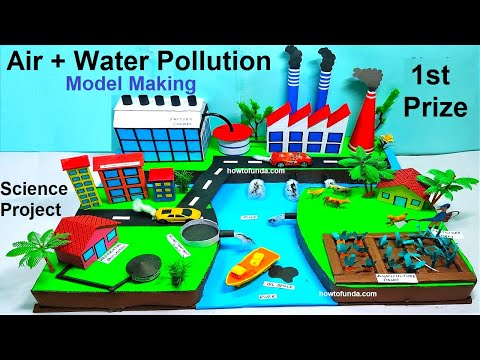 water pollution working model making using cardboard and waste materials diy best out of waste