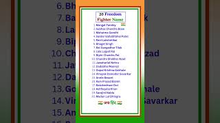 Freedom Fighters Name/20 Freedom Fighters Name/20 Freedom Fighters Name in English #freedomfighters