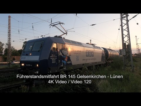 Führerstandsmitfahrt / Cabview BR 145 Gelsenkirchen Bismarck - Lünen Süd Video 120 / 4K Video