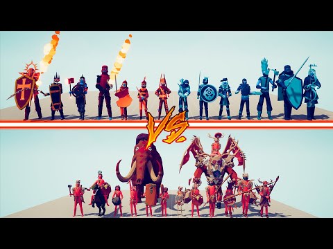 MEGA TRIBAL TEAM vs ICE AND FIRE TEAM - Totally Accurate Battle Simulator | TABS