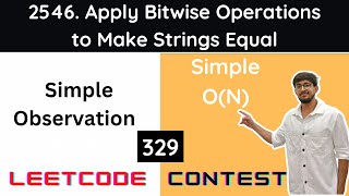 YouTube video 'Leetcode 2546 Apply Bitwise Operations to Make Strings Equal | Hindi'
