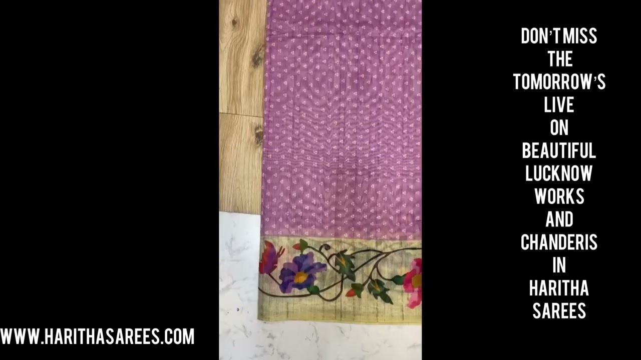 <p style="color: red">Video : </p>Promo On Tomorrow’s Live On Lucknow Works On Pure Silk And Silk Chanderis In   HarithaSarees 2023-03-08