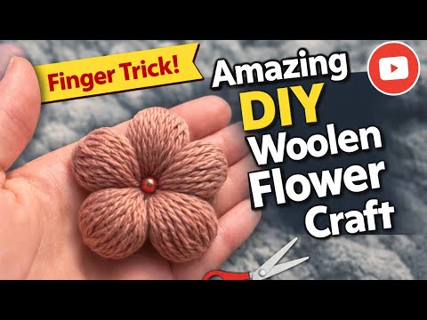 Amazing Woolen Flower Craft Idea using Finger - Easy Woolen Flower Making 🌸✨
