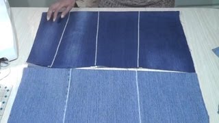 How to make flat fabric from old jeans / Seamless zig zag join technique