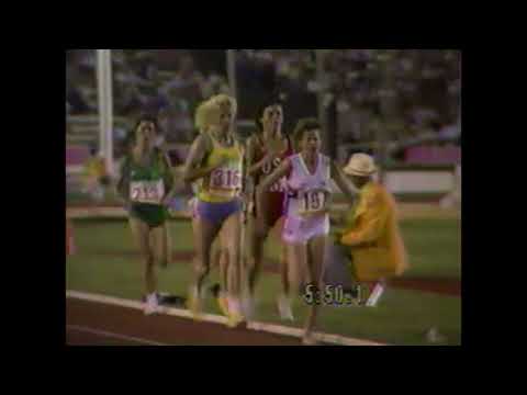 Mary Decker nearly falls in the 3000m semi-final - 1984 Olympics