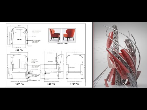AUTOCAD-2D FURNITURE- MAKING SHOP DRAWING - LOUNGE CHAIR