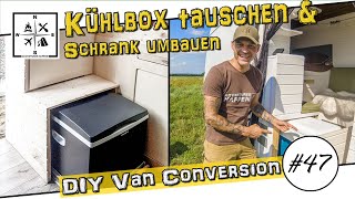 Schrank umbauen wegen neuer Kühlbox | Camper Kühlbox von Mobicool | Van Conversion 47 Renault Master