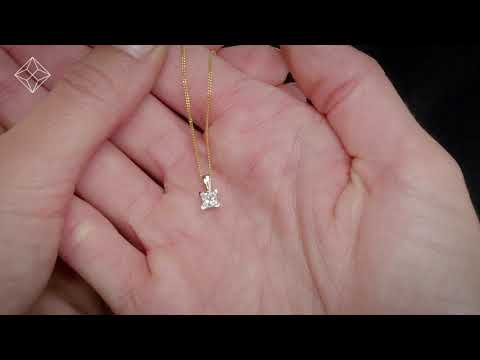 0.25ct Lab Diamond Princess Cut Solitaire Necklace in 9K Gold - NDG5253