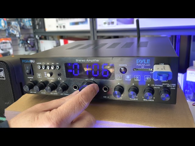 Vídeo relacionado con Pyle Amplificador de Sonido, Cine en casa, 800W, Bluetooth, Estereo, para el hogar, 4 Canales, con MP3/USB/SD/AUX/RCA/FM, Microfono, Auriculares, Volumen LED