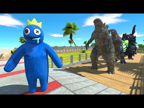 Rainbow Friend Blue Oasis Death Run vs Godzilla - Animal Revolt Battle Simulator