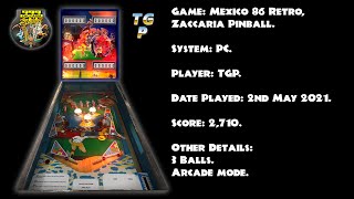 Mexico '86 Retro - Zaccaria Pinball - Arcade, 3 balls - 2,710 points.