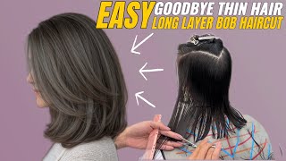 How to Cut the Perfect Long Layers Bob Haircut | Easy Haircut Guide to Create Volume (Step-by-Step)
