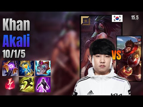 Khan Top Akali vs Wukong lol KR solo rank Full Game 15.5 | 칸 아칼리 vs 오공