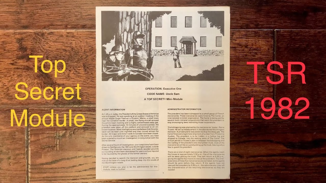 Rescue the President! Operation Executive One (1982) TSR Top Secret Module - Review 100% Flip 4K