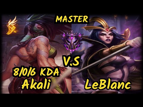 KBM Dynquedo (AKALI) vs LEBLANC - 8/0/6 KDA MID GAMEPLAY - BR Ranked MASTER