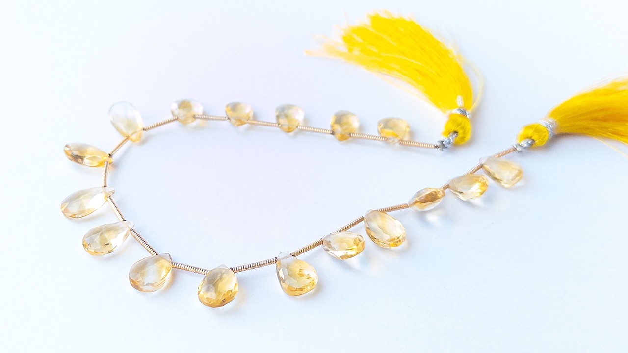 Citrine | Faceted Briolette | 7-7.5mm Bead Size | 17 Pieces video