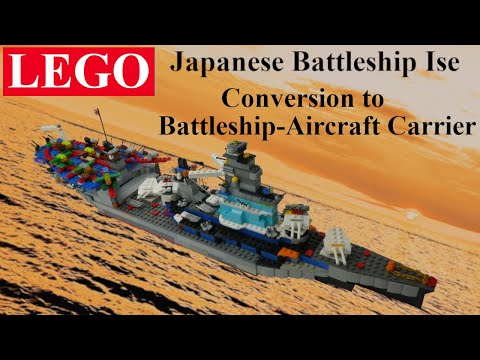 DIY Lego Japanese Battleship Ise - Conversion to Battleship-Aircraft Carrier  (DIY and TUTORIAL)