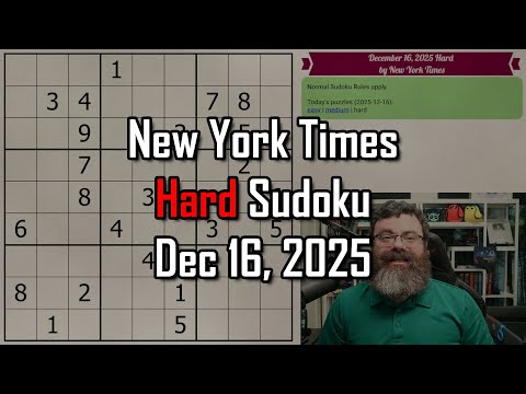 NYT Hard Sudoku Walkthrough | Dec 16, 2025