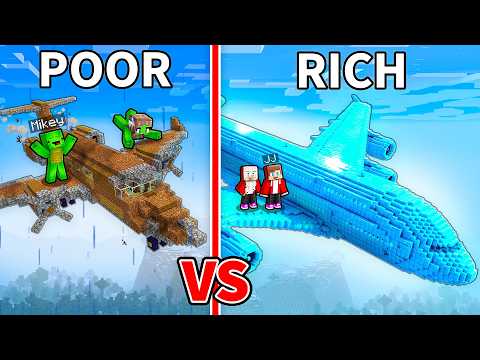 JJ and Mikey: POOR vs RICH Family Private Jet Battle in Minecraft - Maizen