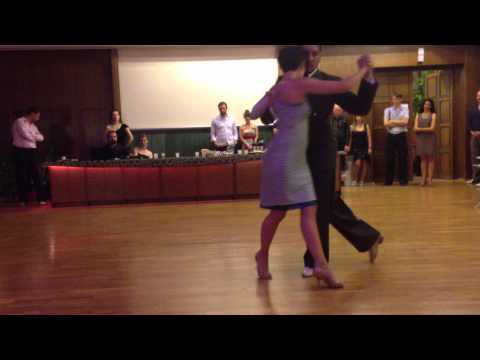  Andres Laza Moreno  and  Luciana Arregui  are  dancing  to  "  Los Despojos  "  by  Miguel Caló