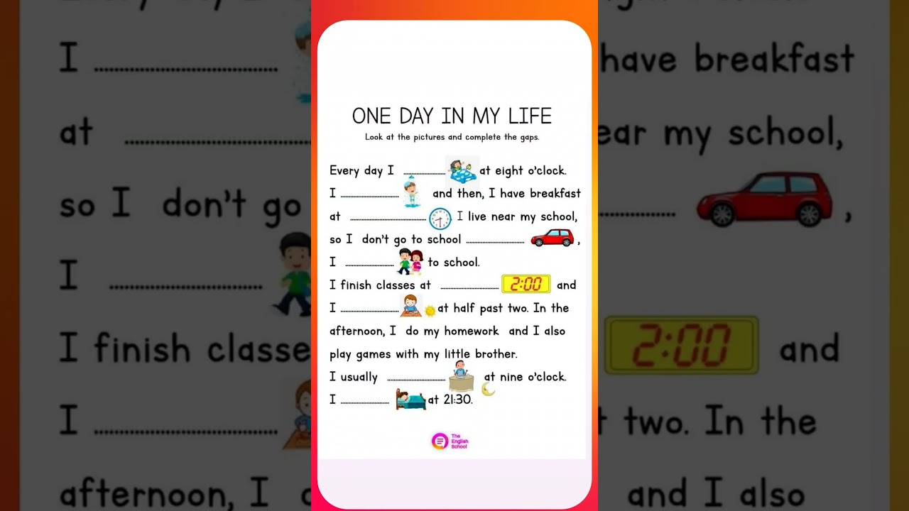 Daily Routine worksheet #myday # daily routine #eslworksheet #esl #eslteacher #myfamily #family