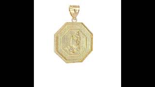 Octagonal Praying Hands Medallion Pendant in 14K Two-Tone Gold for Men 2