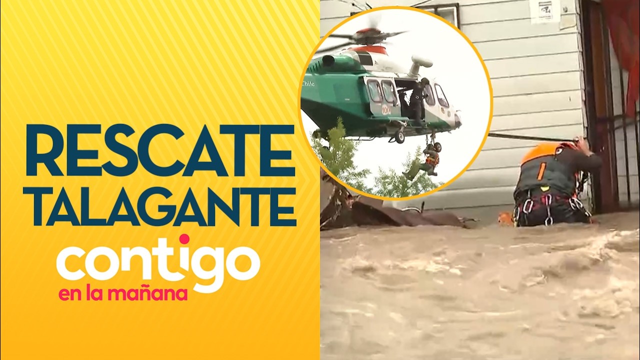 AYUDÓ HELICÓPTERO: El rescate de personas aisladas por inundación en Talagante -Contigo en la Mañana