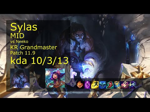 Sylas vs Neeko Mid - KR Grandmaster 10/3/13 Patch 11.9 Gameplay // [롤] 사일러스 vs 니코 미드