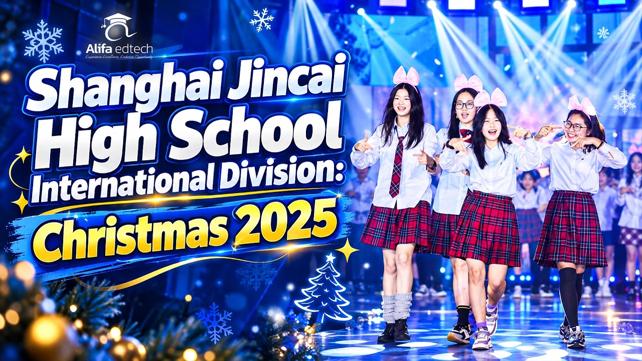 Shanghai Jincai High School International Division JCID students celebrating Christmas 2025 at the school in Pudong Shanghai