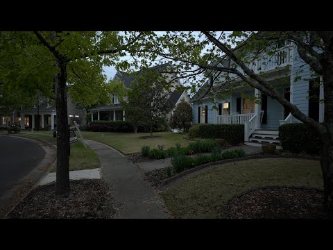 Spring Rain Walk Through American Neighborhoods | Nature Sounds for Sleep and Study