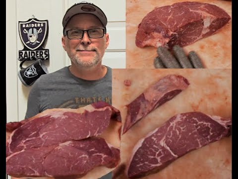 How to cut Petite Sirloin steaks for the grill, the perfect thickness for grilling a steak!