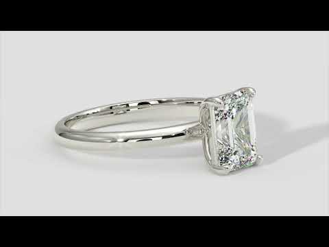 Minimalistic Emerald Cut Solitaire Ring In 18k White Gold - Australian Diamond Network