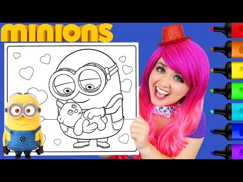 Coloring Minions Bob & Teddy Bear Coloring Page Prismacolor Colored Paint Markers | KiMMi THE CLOWN Video