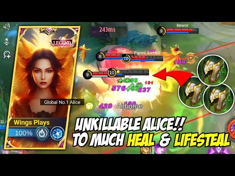 Alice with this item (INSANE HEAL & LIFESTEAL) ~ Unkillable Mage ~ BUILD TOP 1 GLOBAL ALICE ~ MLBB