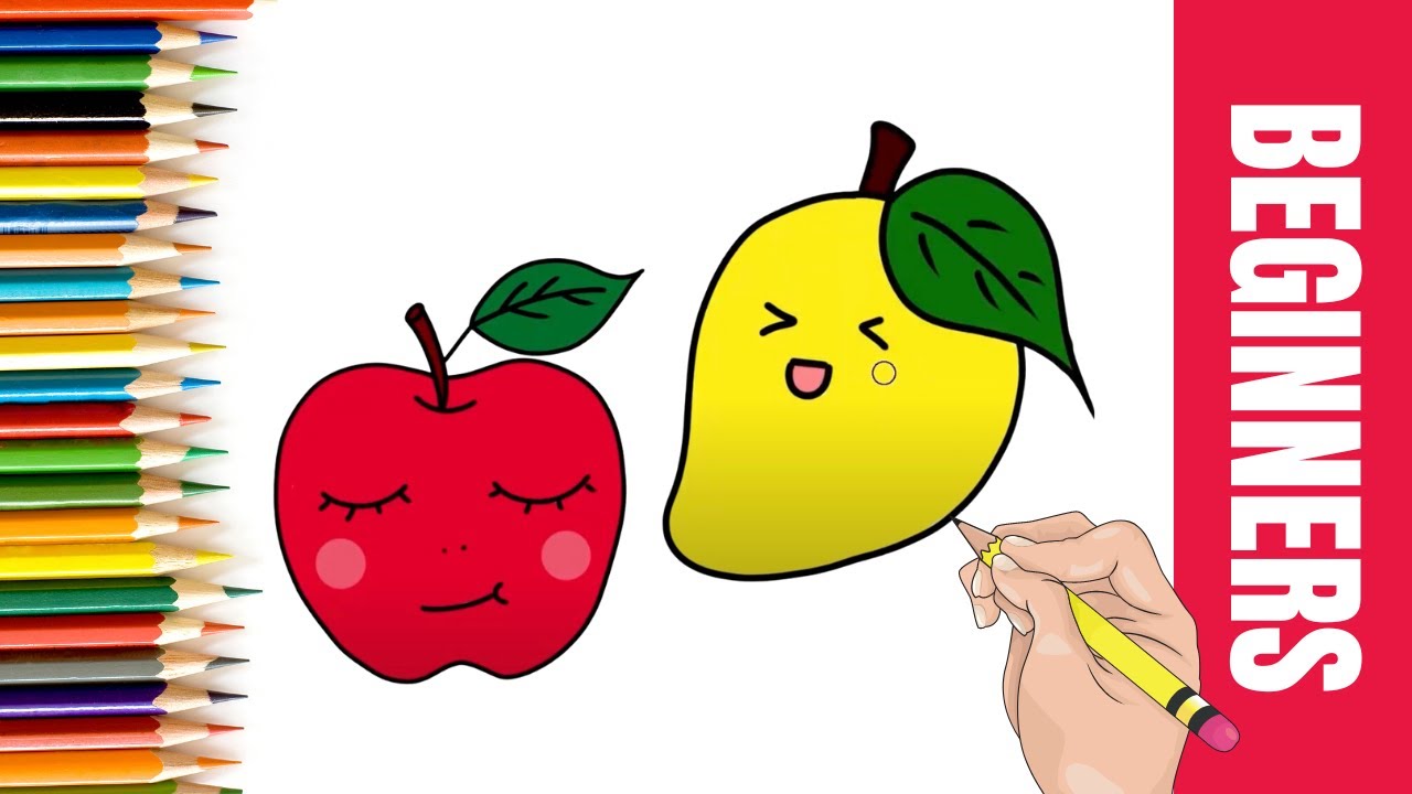 How to draw Apple & Mango | Fruits | EASY Drawing Tutorial for KIDS
