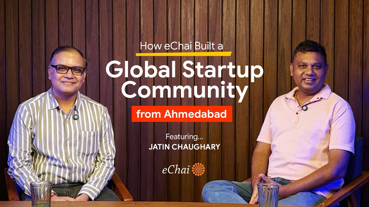 Thumbnail for the Celebrating Business podcast episode with Jatin Chaudhary on building eChai from Ahmedabad