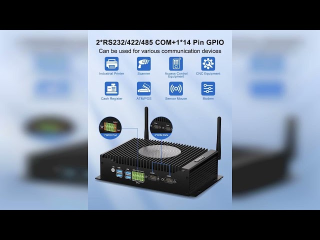 Vídeo relacionado con VENOEN PC Industrial WIN11 Core i7, Industrial Computer Desktop RS232 COM, Dual LAN Mini PC sin Ventilador, 8GB RAM 512GB SSD, HD, VGA, Wi-fi, BT 4.2, 4G SIM Card Slot, Auto Power On