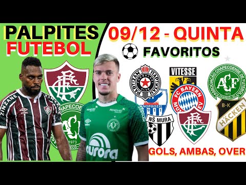 Palpites de Futebol para 09/12, Quinta-Feira. Favoritos.