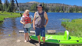 Family Fishing Utah Camping Trip In The Uinta Mountains - Butterfly Lake on an Inflatable Canoe