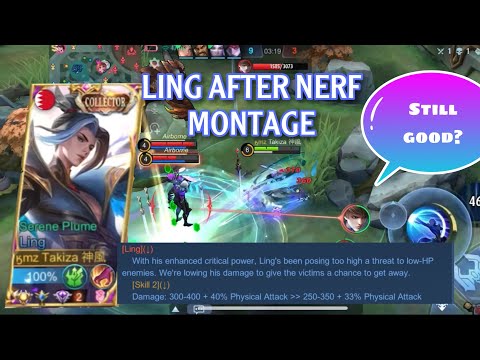LING NERF GAMEPLAY MONTAGE | Is ling still good after nerf? | Rank mythical Glory | MLBB