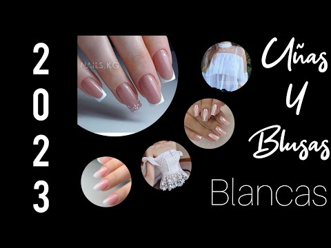 DISEÑO DE UÑAS Y BLUSAS 2023 BLANCAS #nails2023  #desingnails #acrylicnails #tendency #artnails