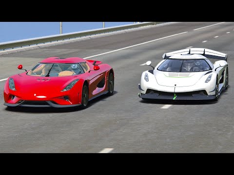 Koenigsegg Jesko vs Koenigsegg Regera with F1 2004 engine - Drag Race 2KM