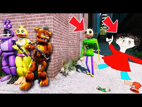 CAN THE ANIMATRONICS HIDE FROM NIGHTMARE BALDI & PLAYTIME? (GTA 5 Mods For Kids FNAF RedHatter)