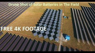 Drone Shot of Solar Batteries in The Field