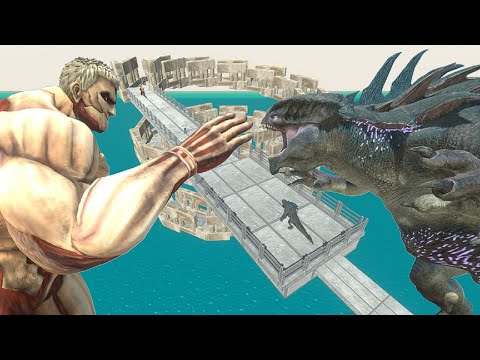DEATHRUN ARMORED TITAN TRY RESCUE WEREWOLF FROM KING TITAN - Animal REvolt Battle Simulator