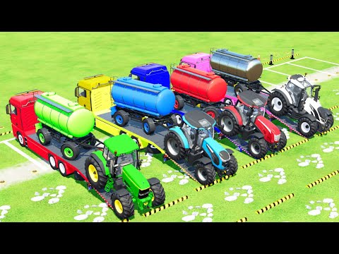 TRACTOR JOHN DEERE vs FENDT vs CLAAS vs BATTLE WITH FUEL TANKS   Farming Simulator 22!
